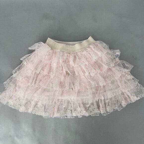 Gingersnaps Tulle Skirt Girls 4T Pink Floral Lace Coquette Balletcore Whimsical - Picture 3 of 7